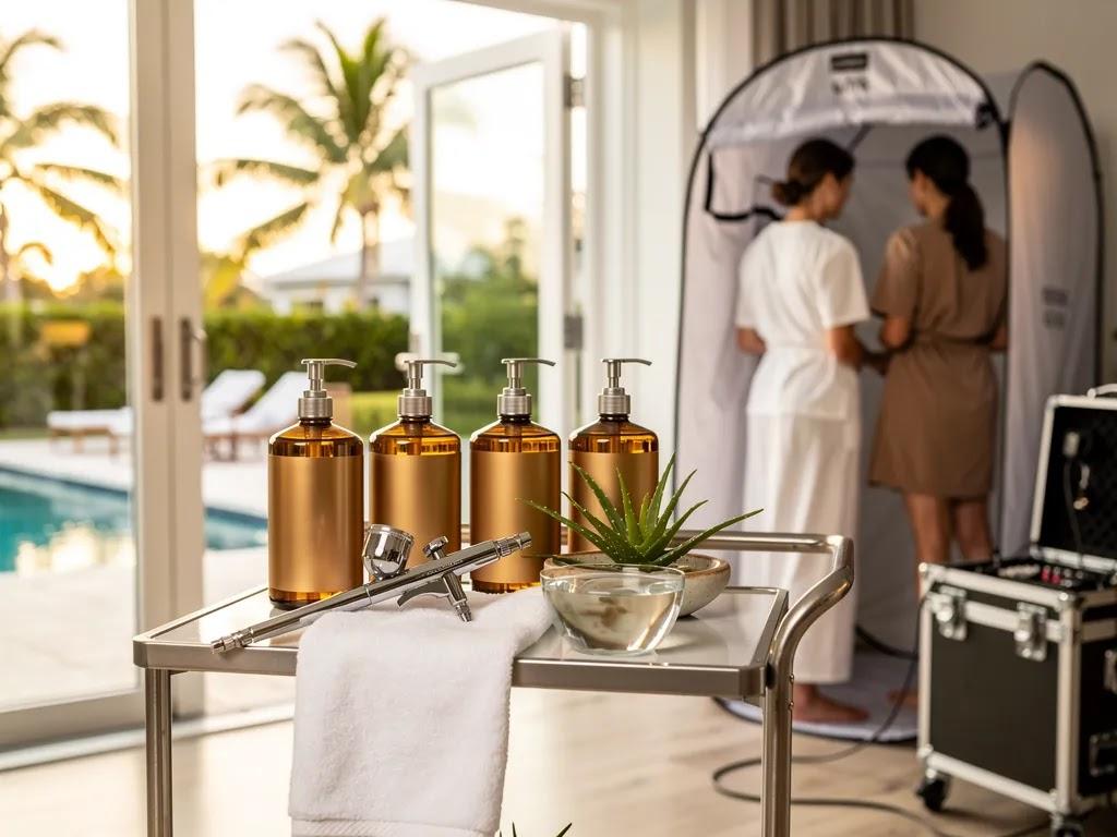 Aloe-enriched rapid-rinse tanning solution bottles